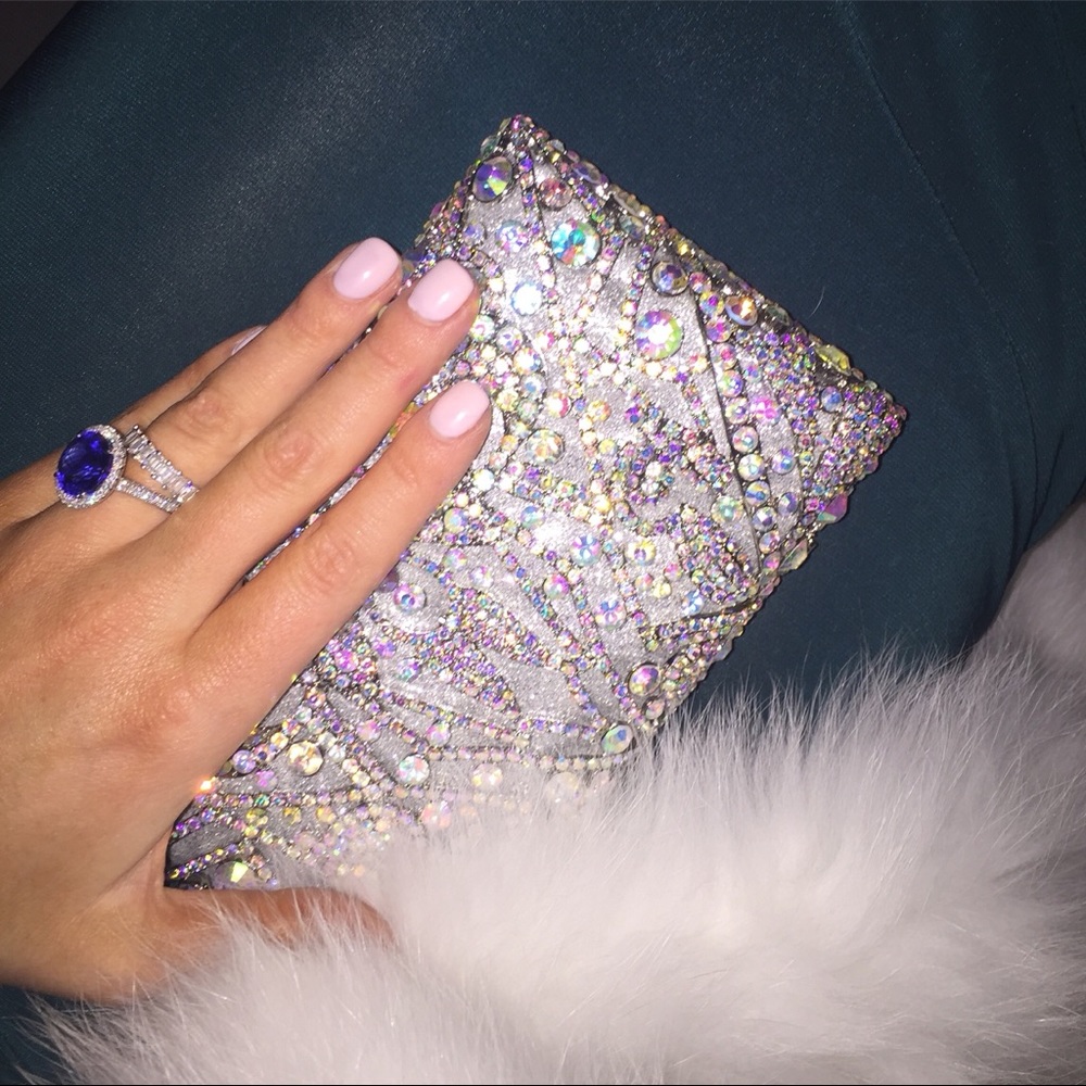 The Nude Face Large Silver Swarovski Crystal Bag